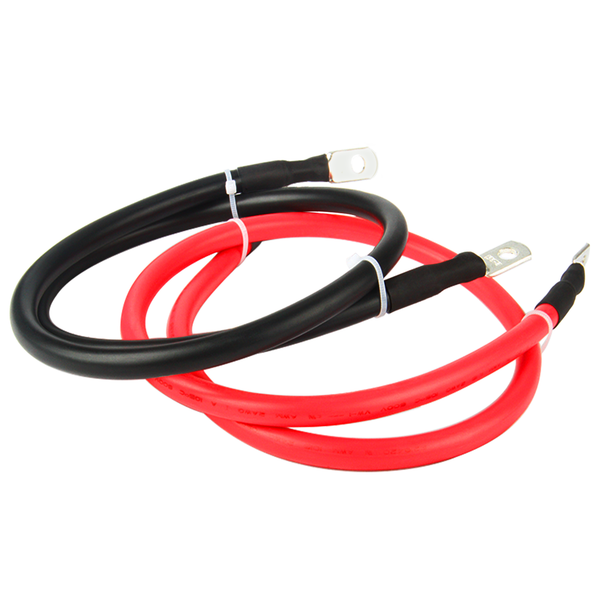 Cable inversor de batería para solar, RV, coche, barco, 2 AWG, 100 cm, terminales M8, cobre puro, 1 rojo + 1 negro.