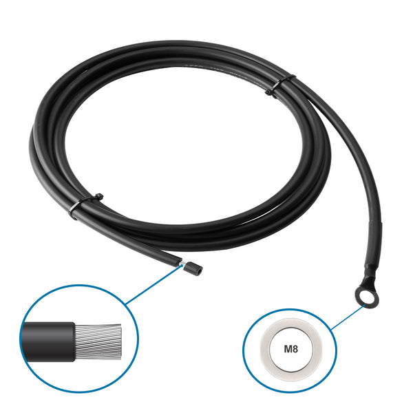 Cable de batería Creabest con terminales M8: batería solar a controlador de carga de 6 mm²/10 AWG (2,5 m rojo + 2,5 m negro)